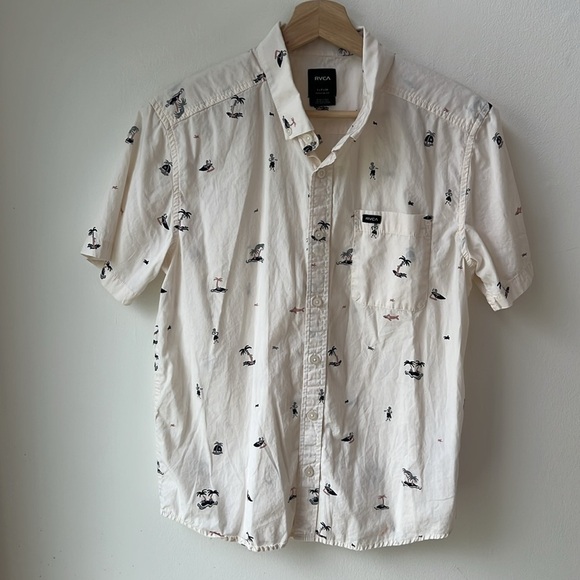 RVCA Men's Tropicalia Printed Skeleton Shirt Size Small - Picture 4 of 10